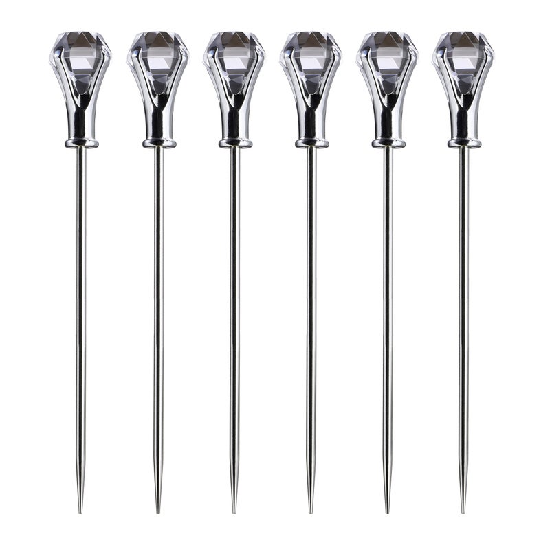 Prodyne Diamond Head Martini Picks, Set of 6, Clear - Image 1